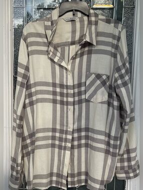 Size XXXL | Men’s Alpine Design Gray and White Plaid Button-Down Shirt